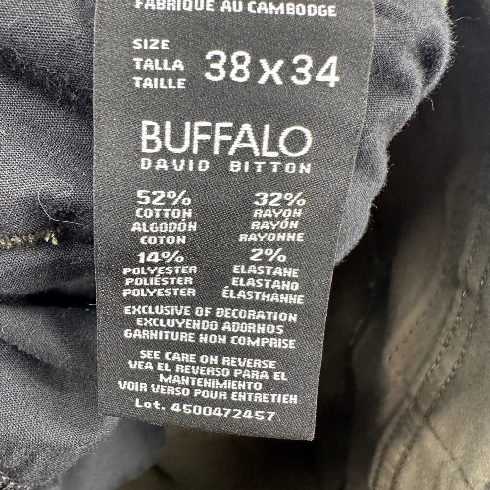 Buffalo David Bitton Archer Slim Pants Mens 38x34 Green Stretch Chino Casual - Picture 3 of 8